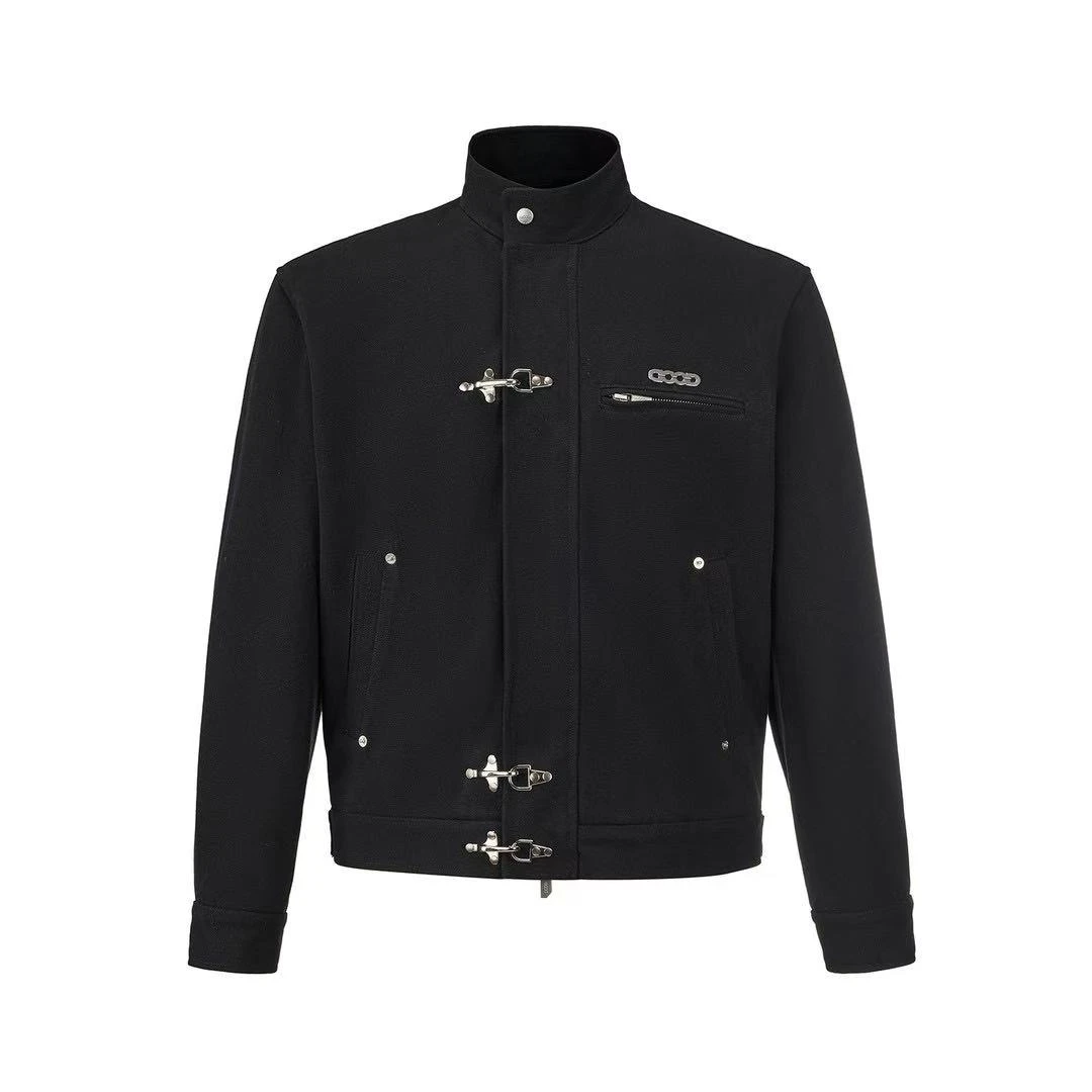 GOODBRAND 2025FW GOOD银色钉珠飞机扣哈灵顿轻奢夹克男女同款