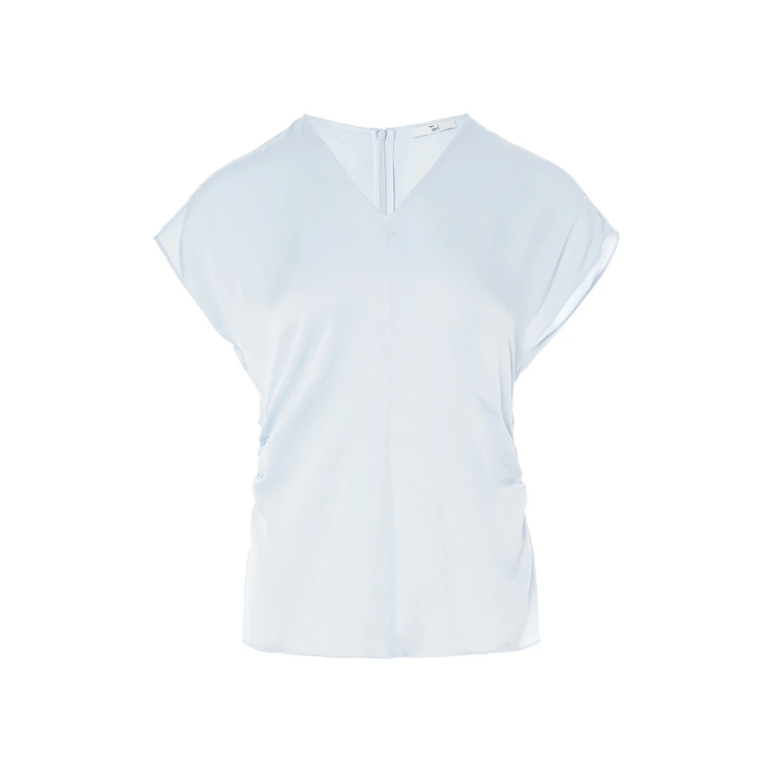 TORIL 简约V领收腰抽褶上衣女百搭时尚休闲春夏运动 TGD2FSW074