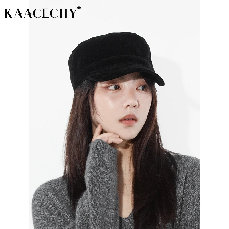 复古毛呢马术帽子女2025新款爆款洋气时尚立体简约平顶帽显脸小