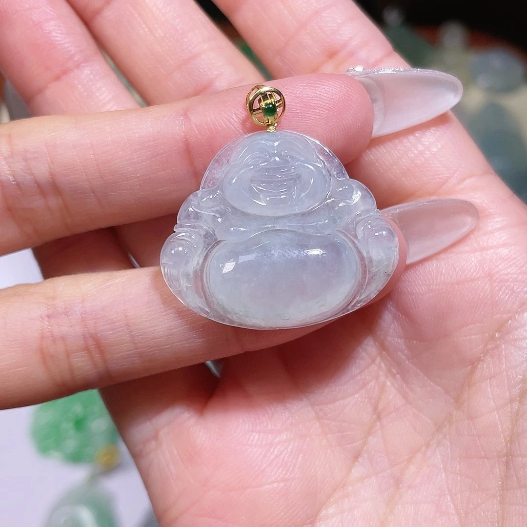 翡翠颈饰18K金镶嵌佛公
