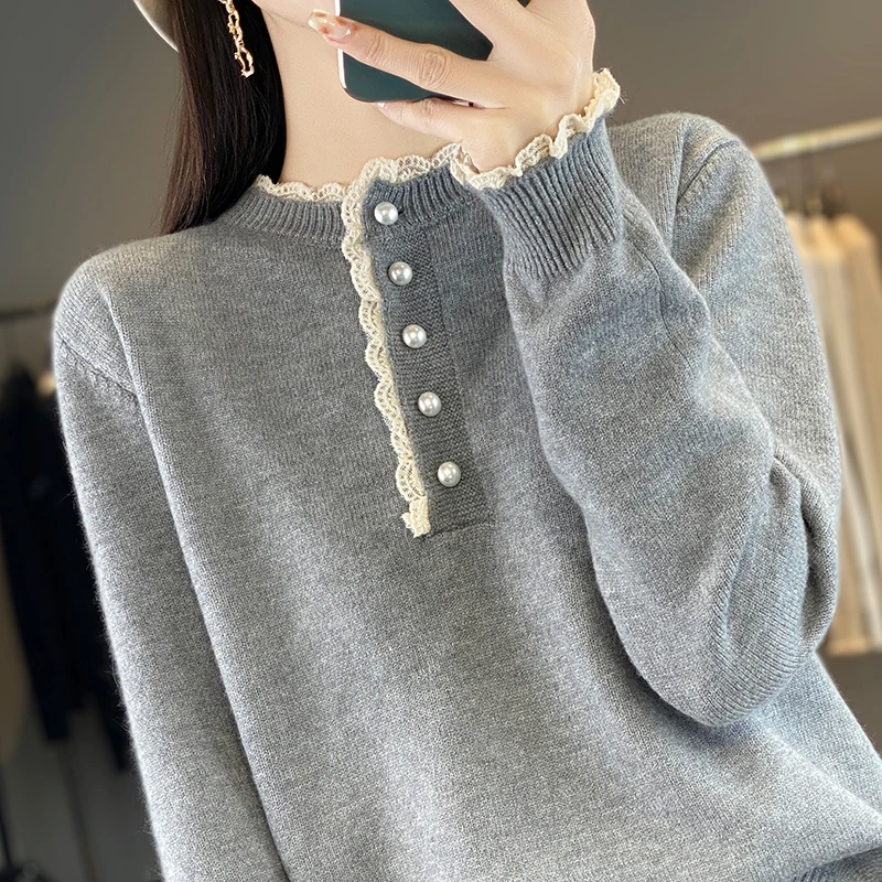 洋气时髦打底衫女士春秋大码针织上衣宽松显瘦内搭秋冬半高领毛衣