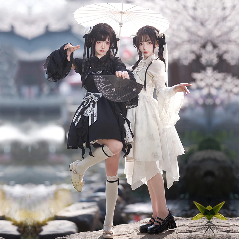 【竹隐花眠 jsk】withpuji原创设计中华风 刺绣印花lo裙双子春夏