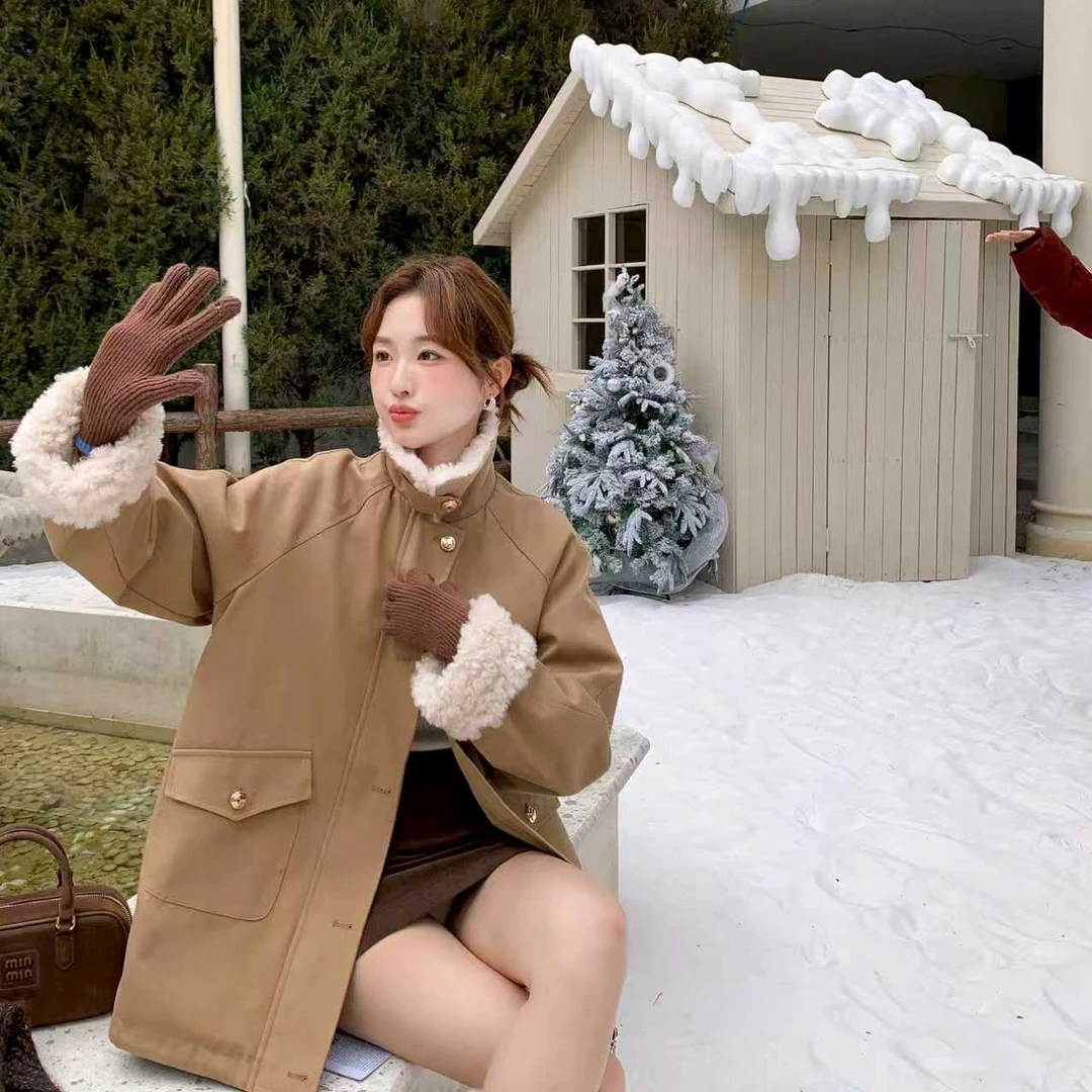 231-240拼接纯色直下摆中长款秋冬派克服（非主图款）