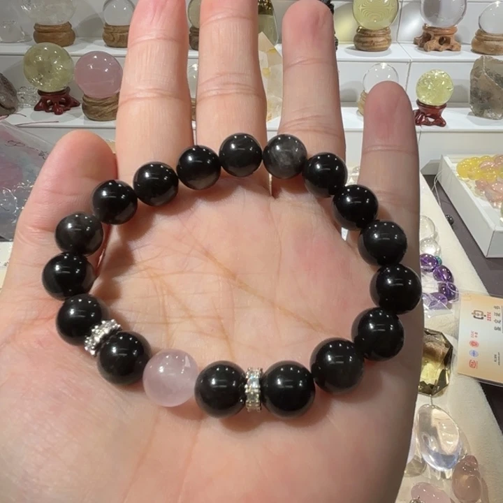 未镶嵌手链水晶银曜石