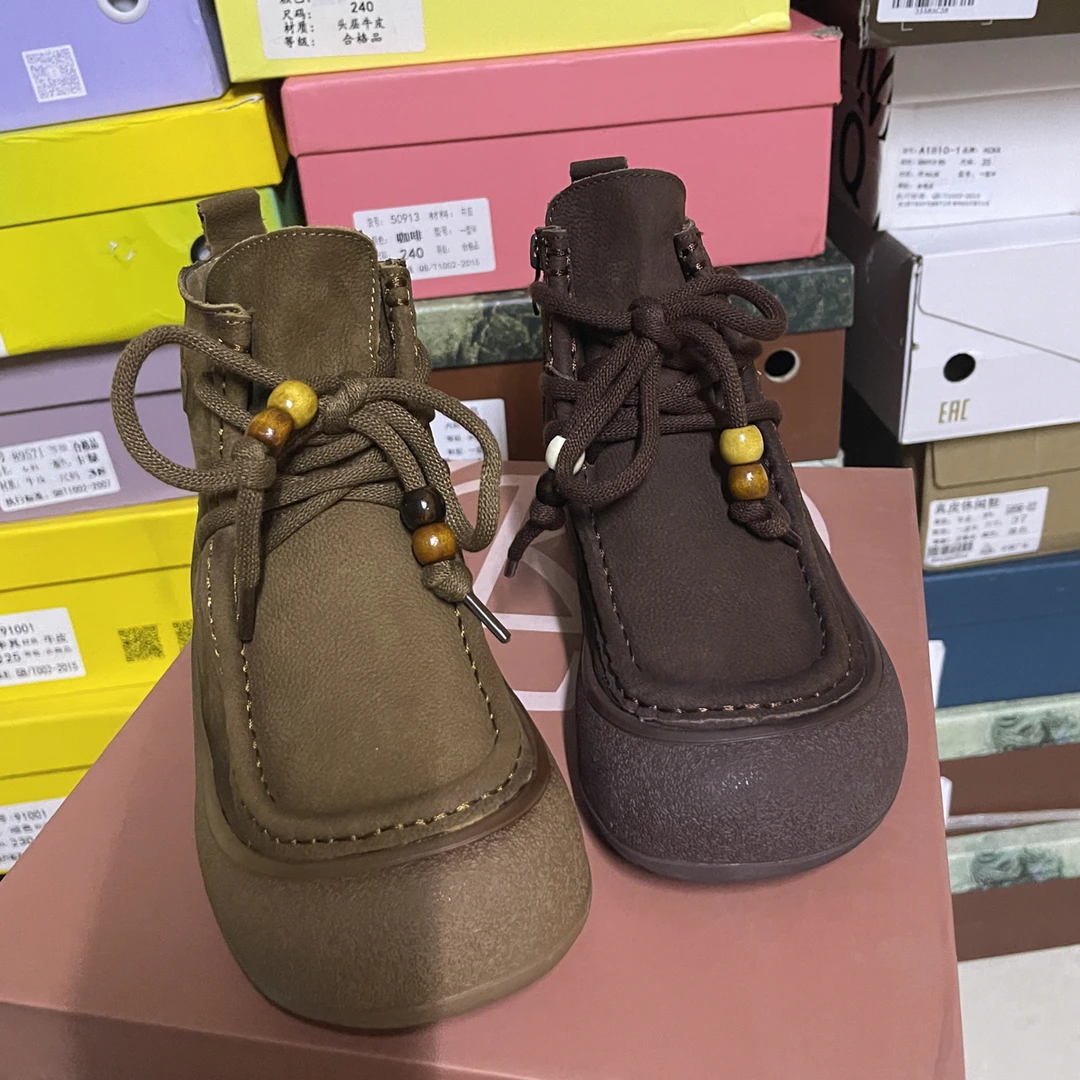 6172-6牛皮女新款气质百搭潮流女士舒适软底系带运动休闲鞋