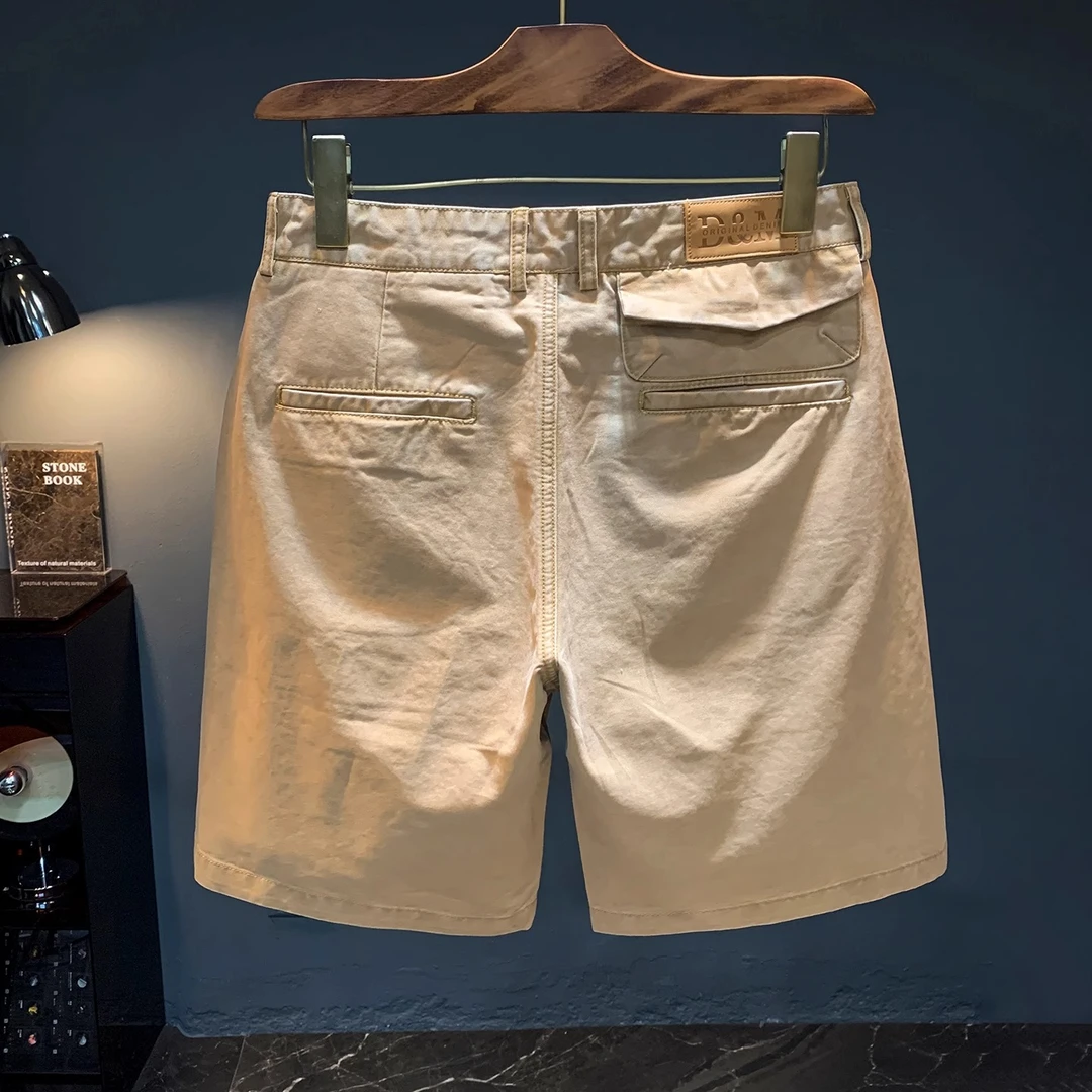 法国Cebrodz直筒休闲五分裤男潮流2025年夏薄短裤水洗做旧工装裤