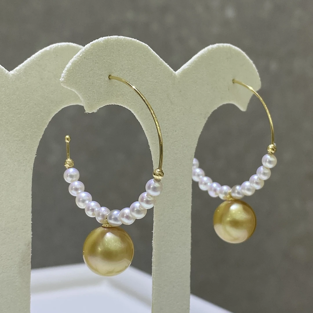 新款度假风耳饰海水南洋金珠11mm➕顶配淡水珍珠Ak4.5mm3.5mm18k金