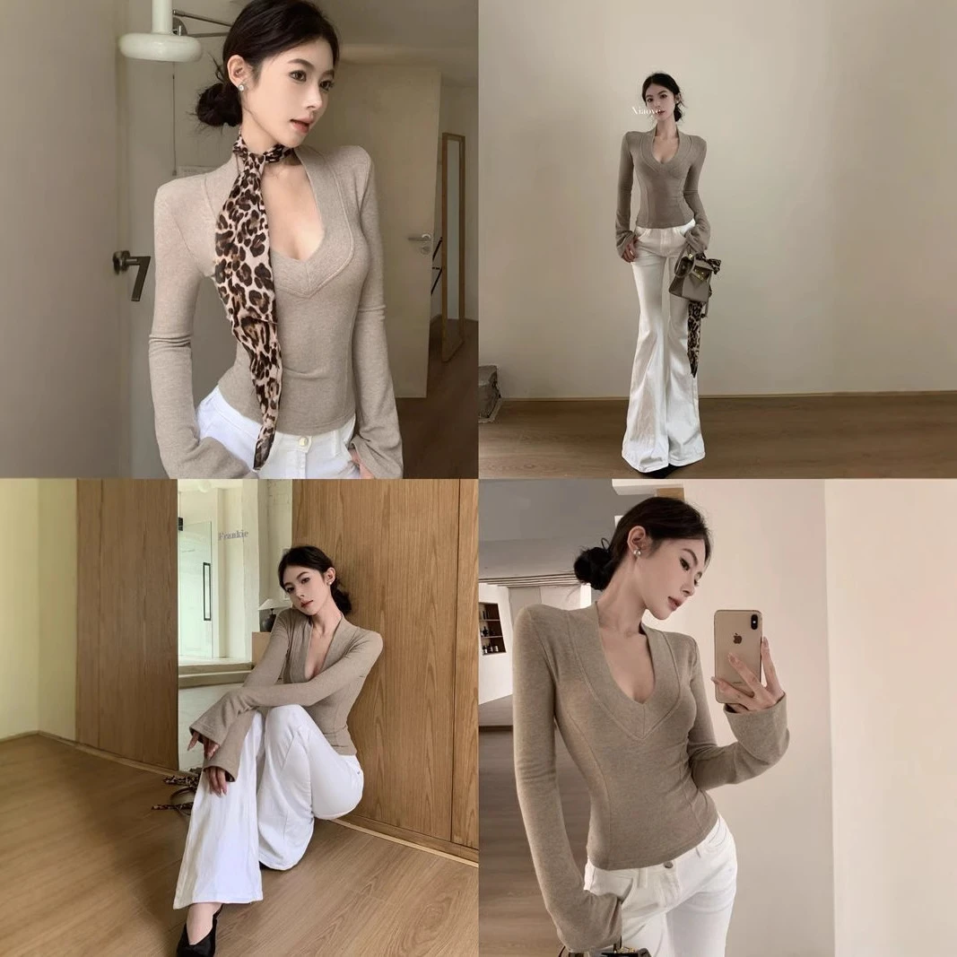 现货！辣妹经典秋冬简约基础款修身内搭保暖弹力显瘦打底衫女上衣