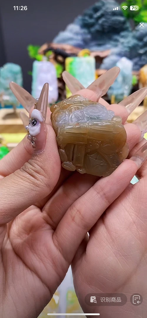 翡翠挂件毛货抛光一物一证