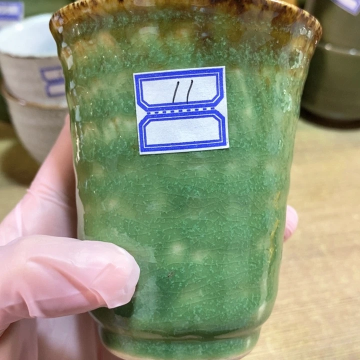 瓷片陶瓷品帝王绿闻香杯