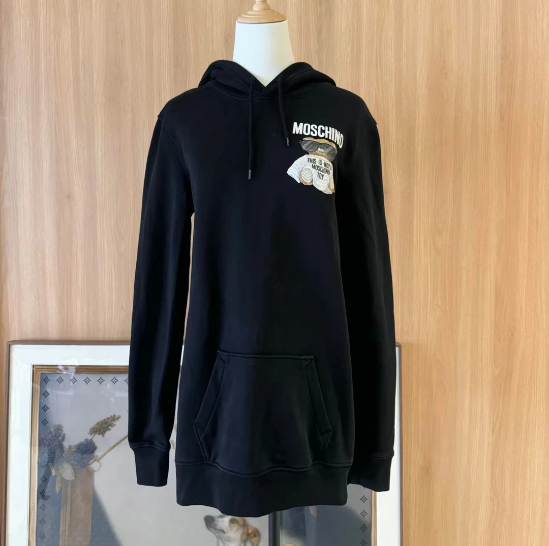 99新 Moschino/莫斯奇诺 壹臻湘/黑色小熊连帽卫衣 40 /52740072