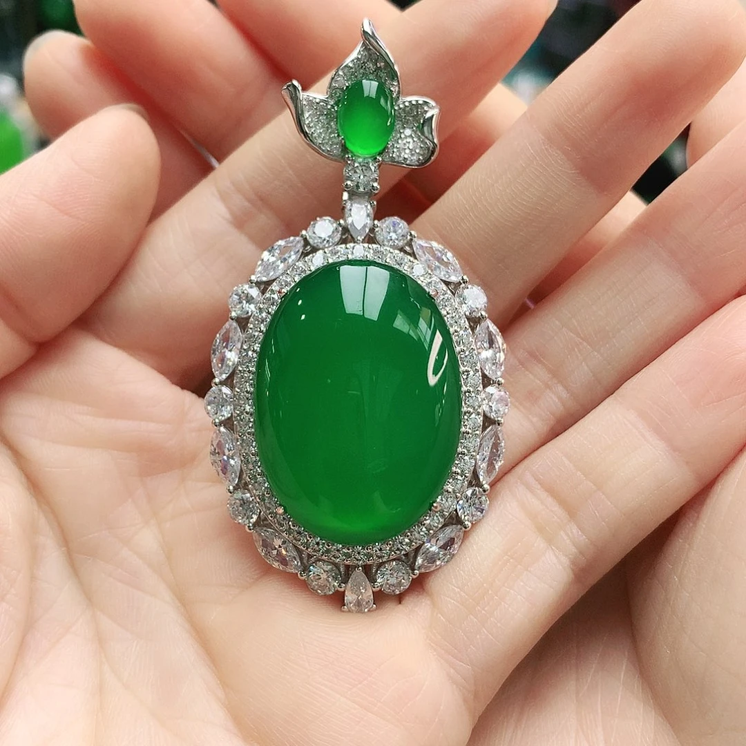 玛瑙/玉髓吊坠银S925镶嵌