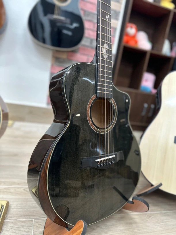 5A超高端实木靠手吉他36寸夜星散墨色带全套配件