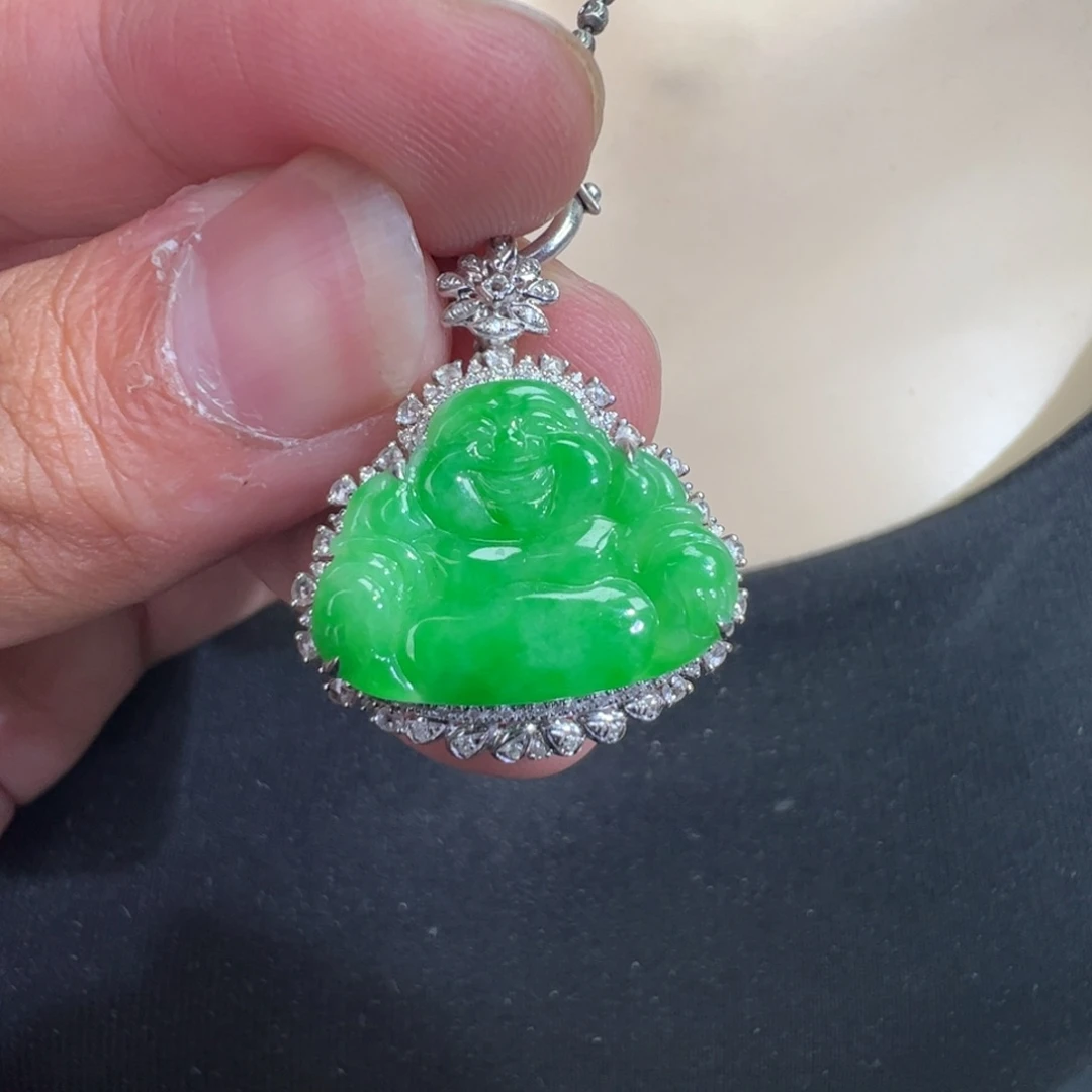 翡翠18K金镶嵌吊坠(不含链)