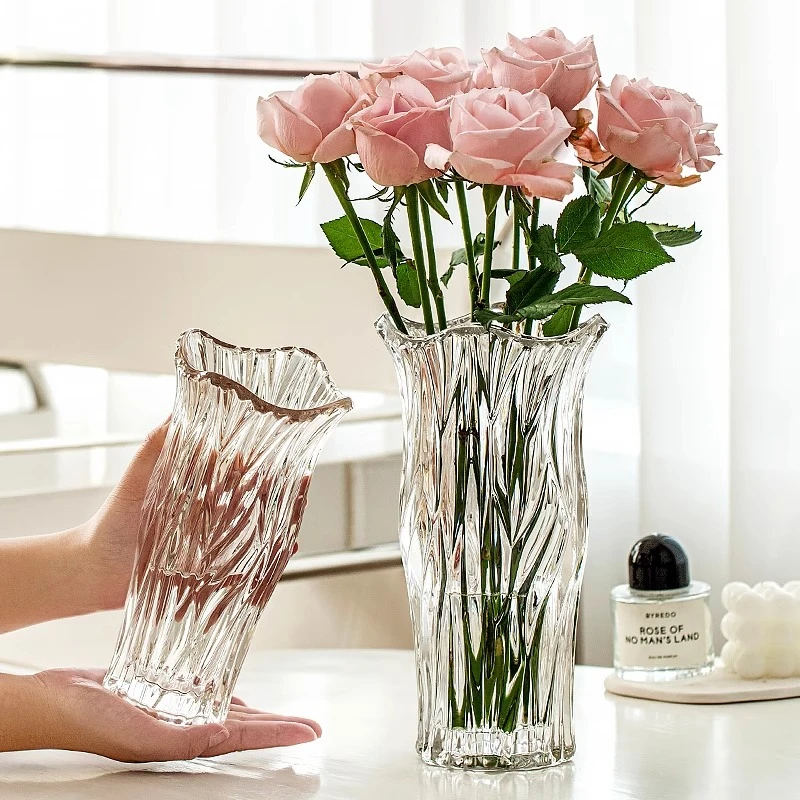 小蛮腰花瓶透明水养玻璃鲜花插花客厅轻奢玫瑰百合高档和风摆件