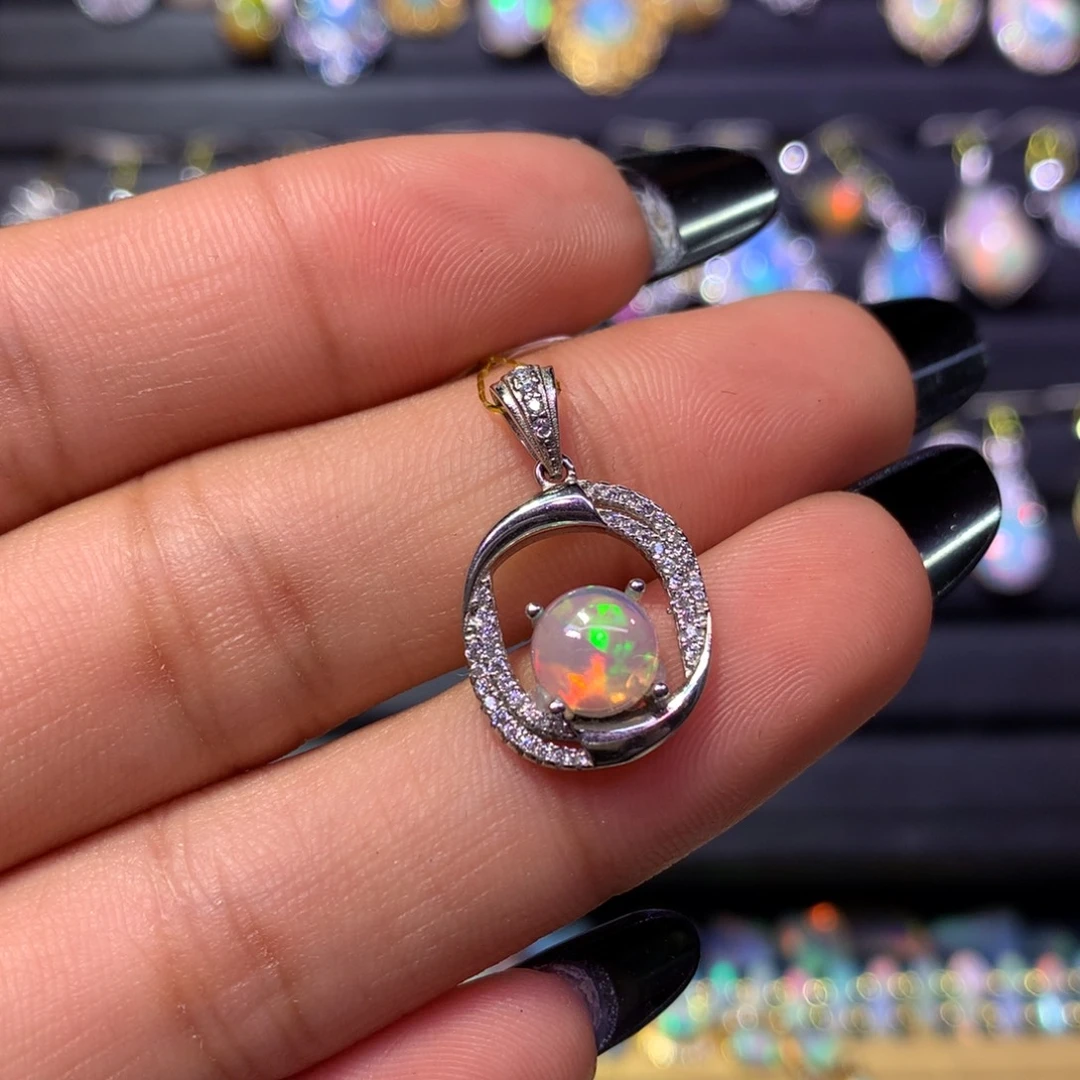 欧泊银S925镶嵌吊坠款