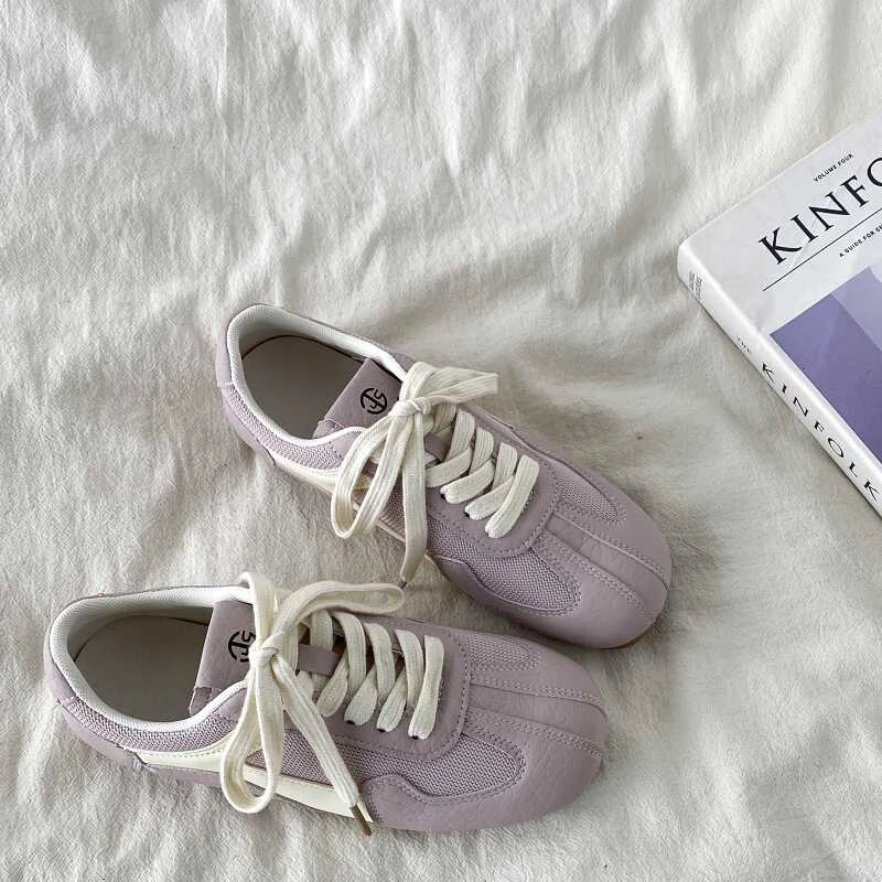 啄木鸟小众紫色德训鞋女2025新款春季多巴胺运动休闲鞋阿甘板鞋