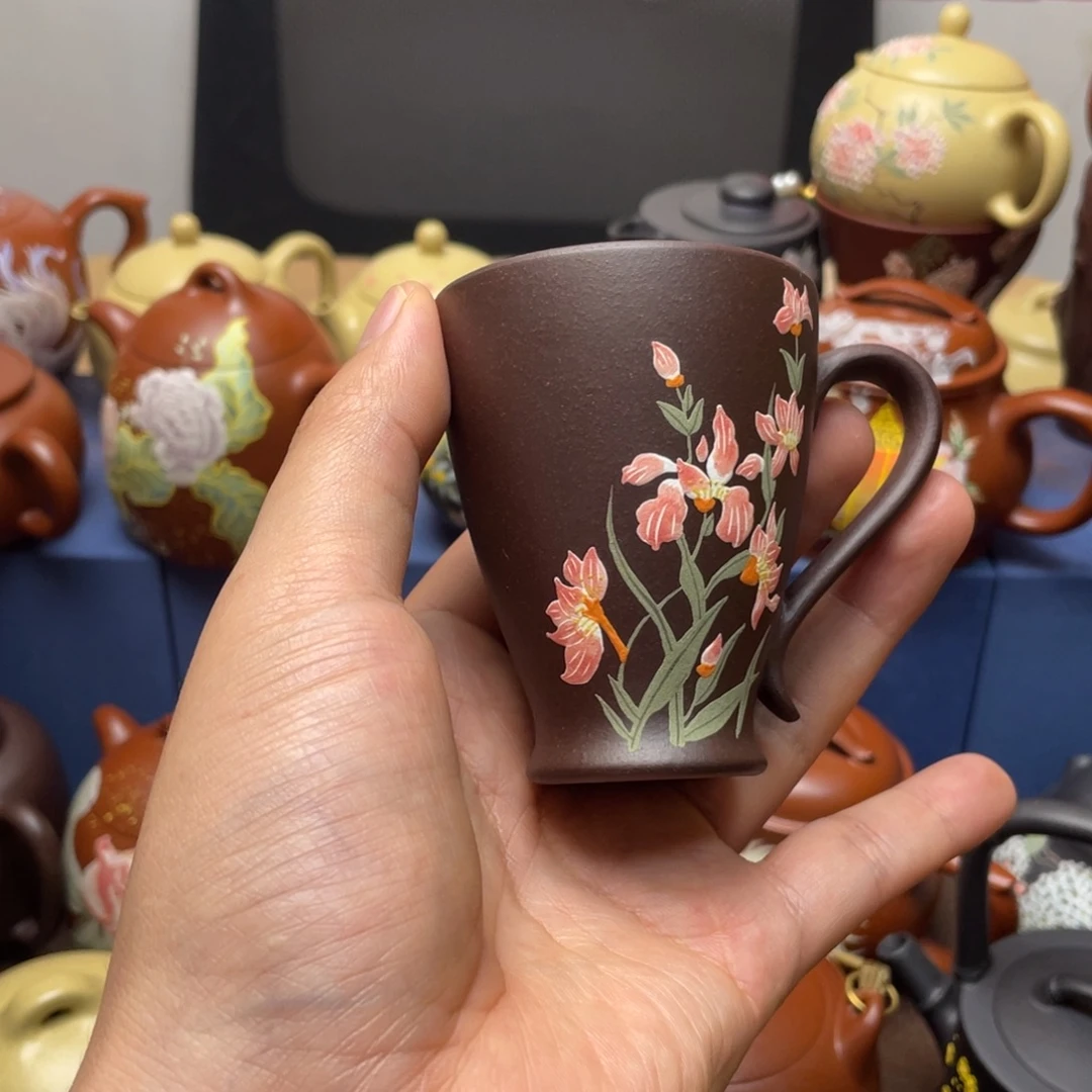 紫泥茶杯紫砂主人杯100cc