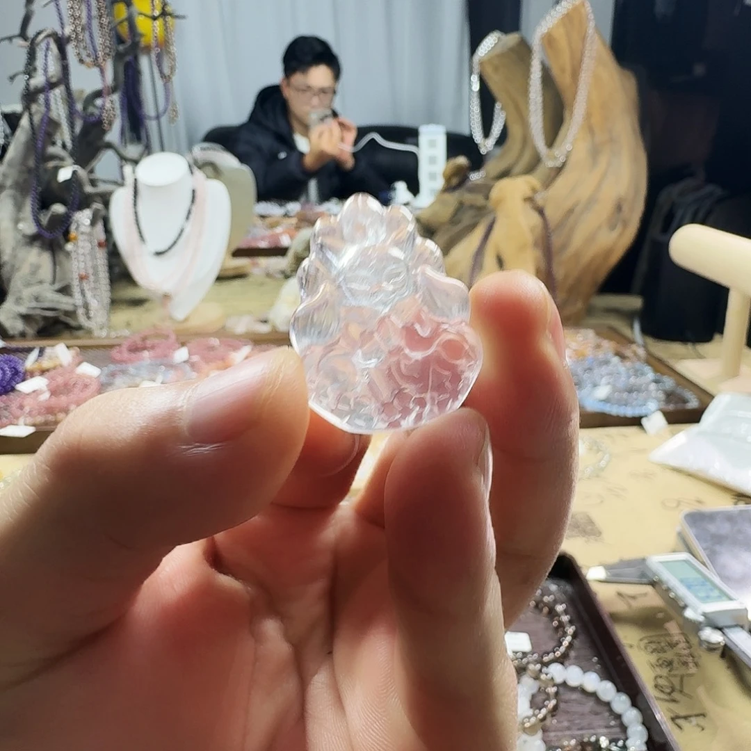 手链水晶未镶嵌天然白水晶九尾狐吊坠无线