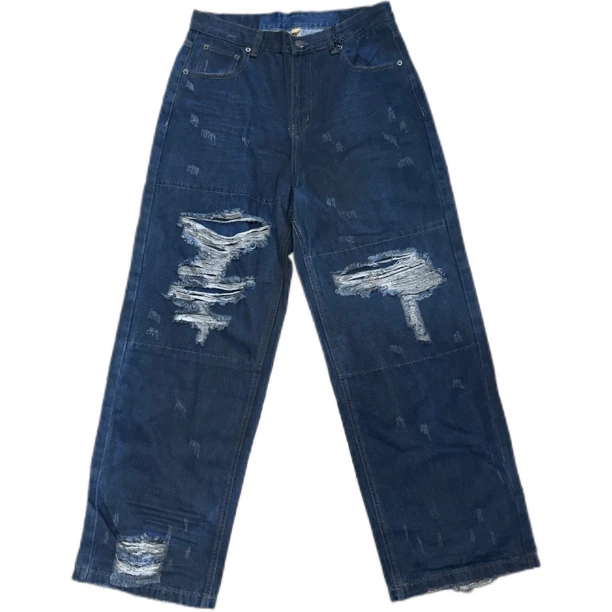 重磅破坏风直筒脏脏宽松牛仔裤GD6682