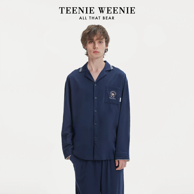 Teenie Weenie2025新款蓝海探险秋冬纯棉刺绣薄款家居服睡衣套装