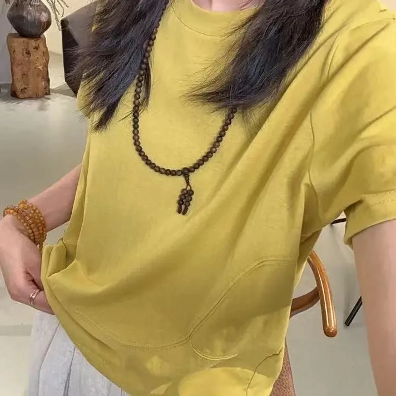 6126-简约短袖百搭T恤宽松纯色大版半袖春夏潮流