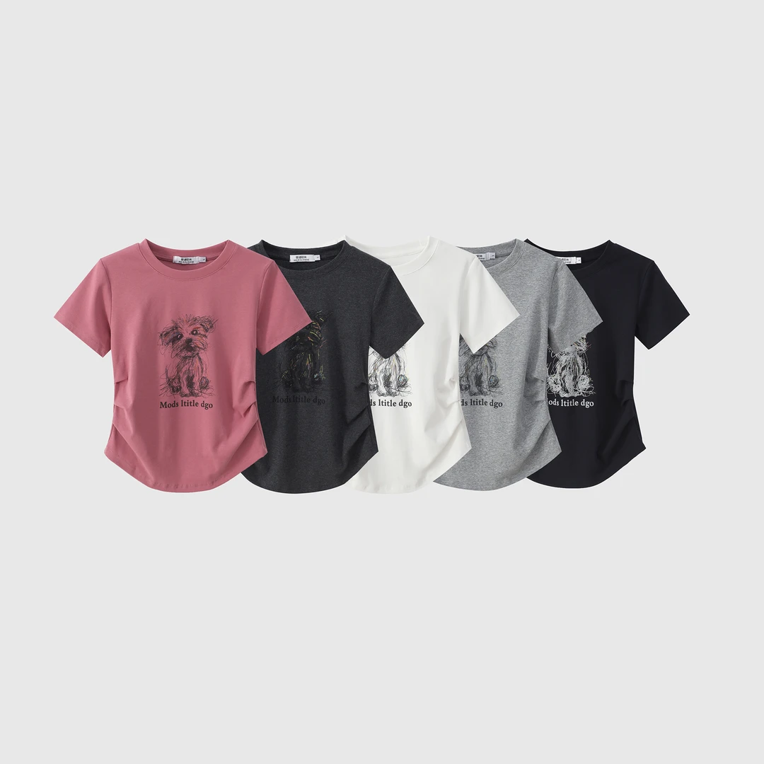 【蔓迪欧尚】2025夏季新款小狗美式休闲短袖（850）