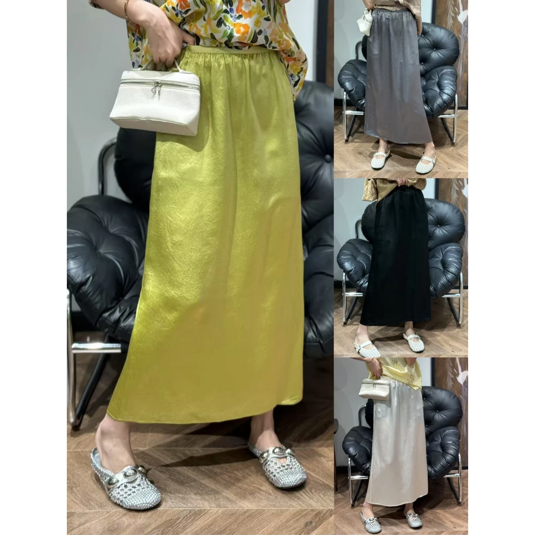 非常难遇的版型！时尚气质百搭显瘦醋酸松紧腰半身裙夏季中长裙子