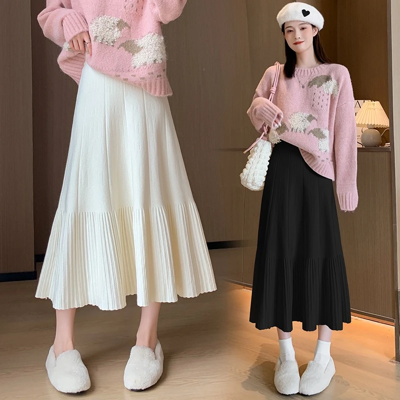 大码2024秋冬新款高腰显瘦中长款a字伞裙长裙半身裙026