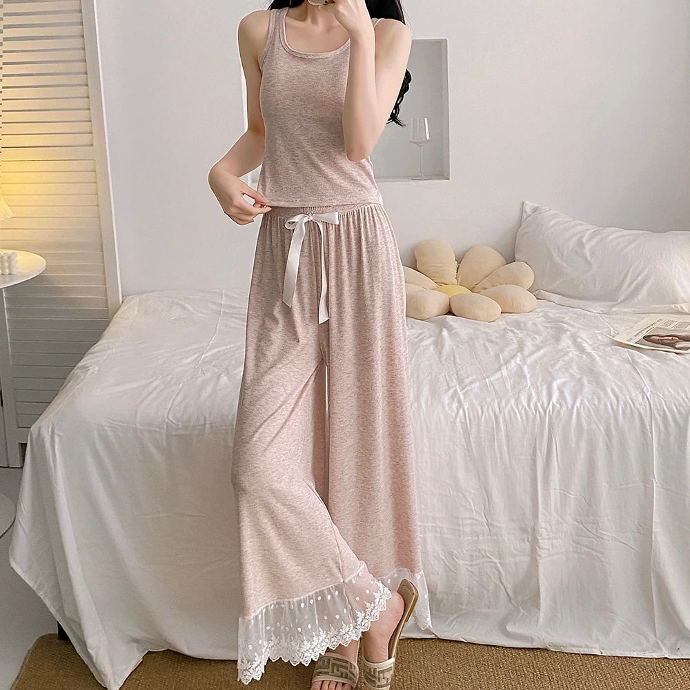 法式蕾丝睡衣女2025夏季爆款短袖八分裤显瘦高级感可外穿家居服