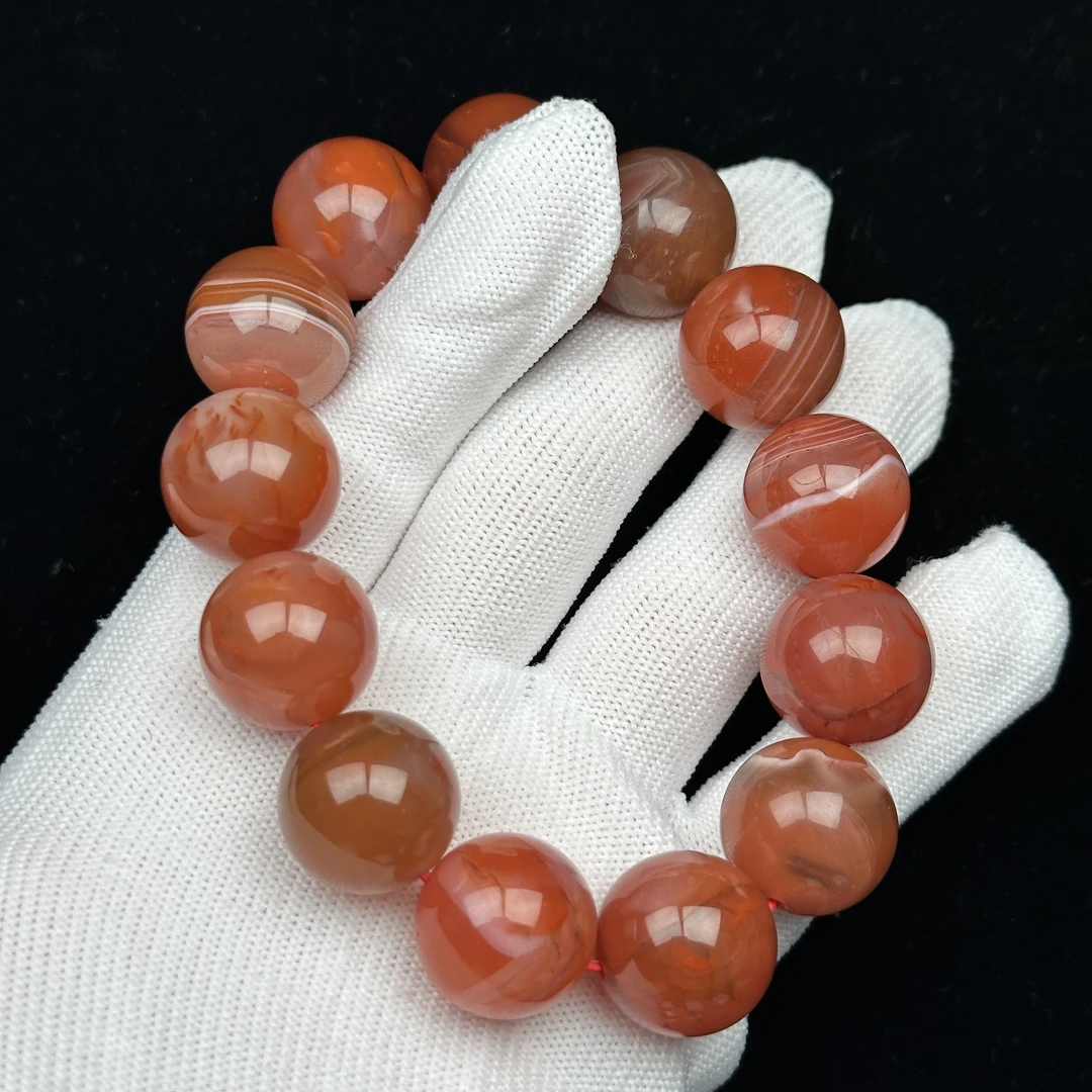 P2909天然南红 微瑕手串 17+mm支持复检 假一罚四