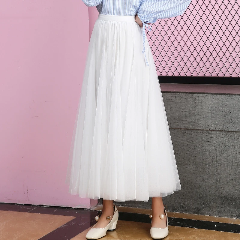 a字裙女2025春夏新款网纱面料飘逸感时尚休闲百搭中长款半身裙子