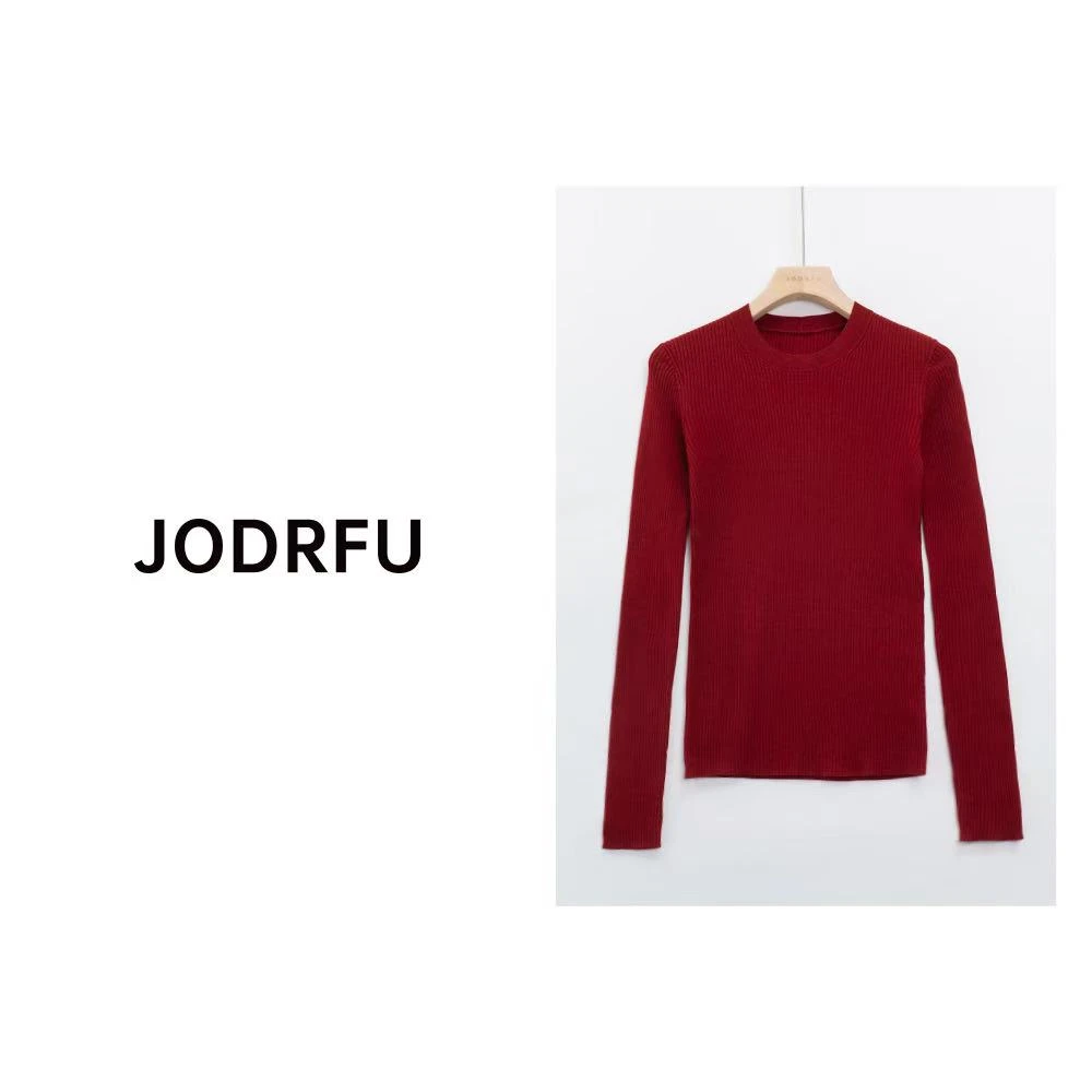 【断码清仓】圆领扬子纱120S精纺羊毛坑条显瘦长袖打底王