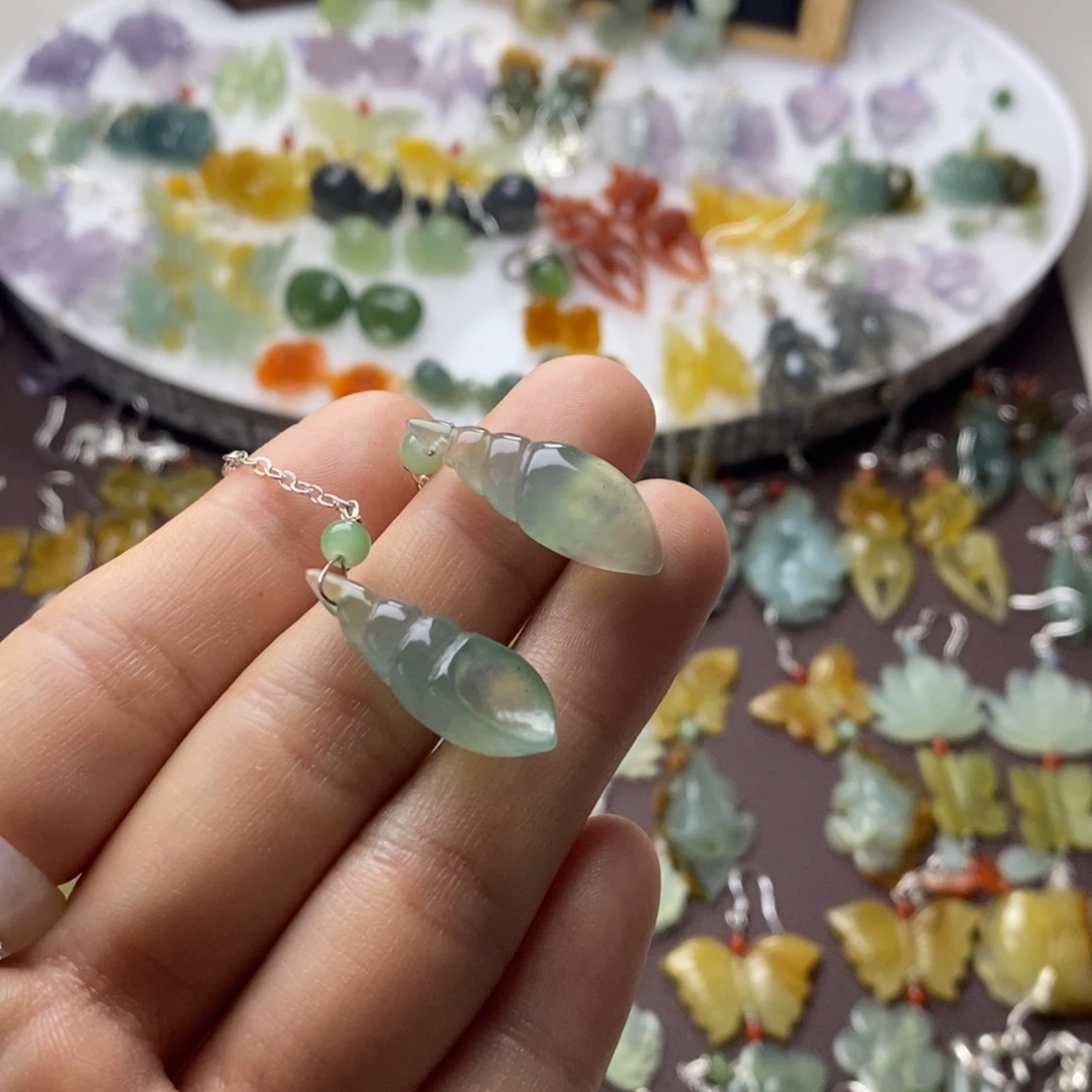 嘟***嘟蛇纹石玉合金耳饰/颈饰