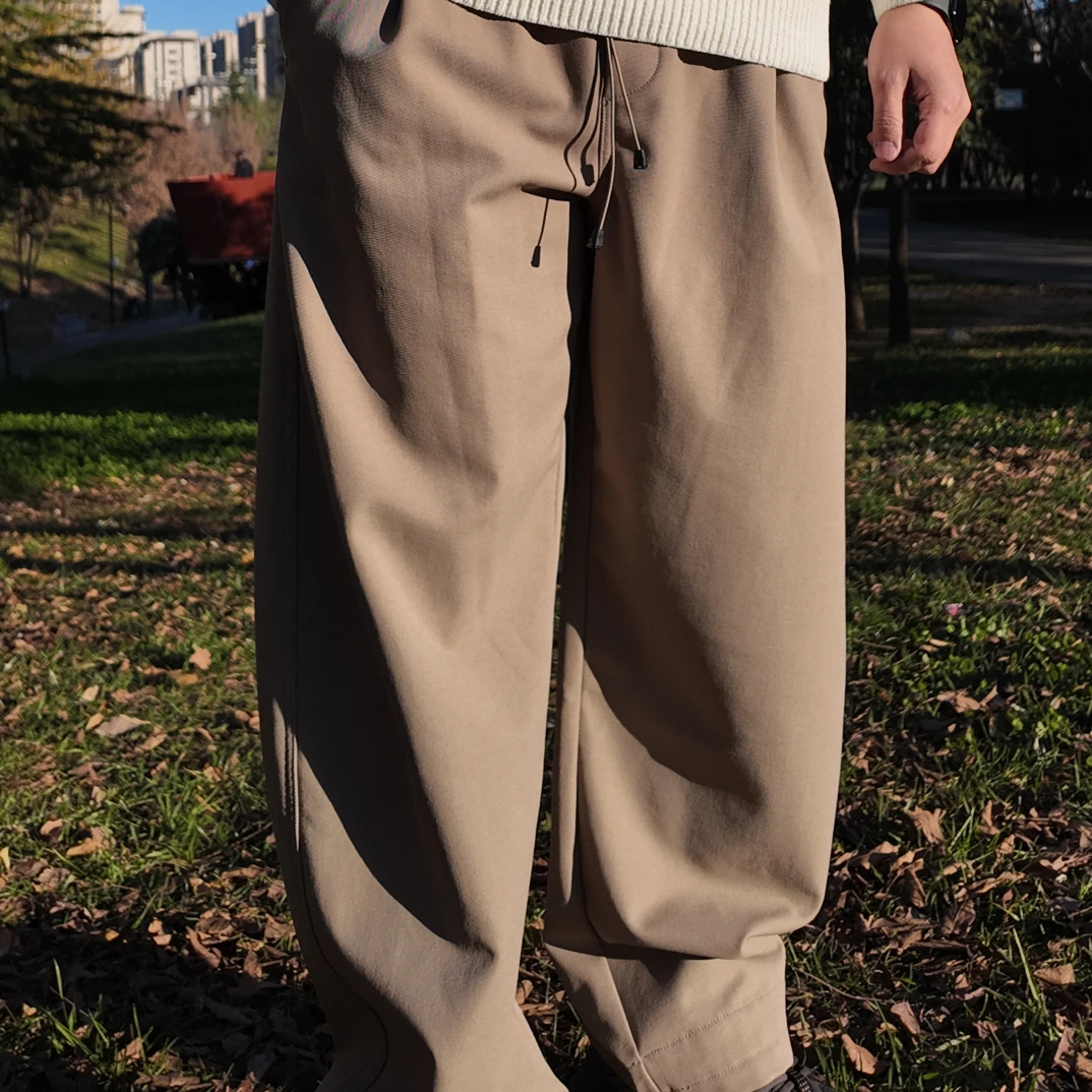 复古潮流男士冬款加绒宽松垂感休闲工装长裤