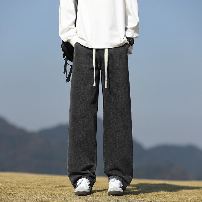 柏尼英格宽松直筒牛仔裤男2025春夏季新款美式潮牌阔腿休闲裤男款