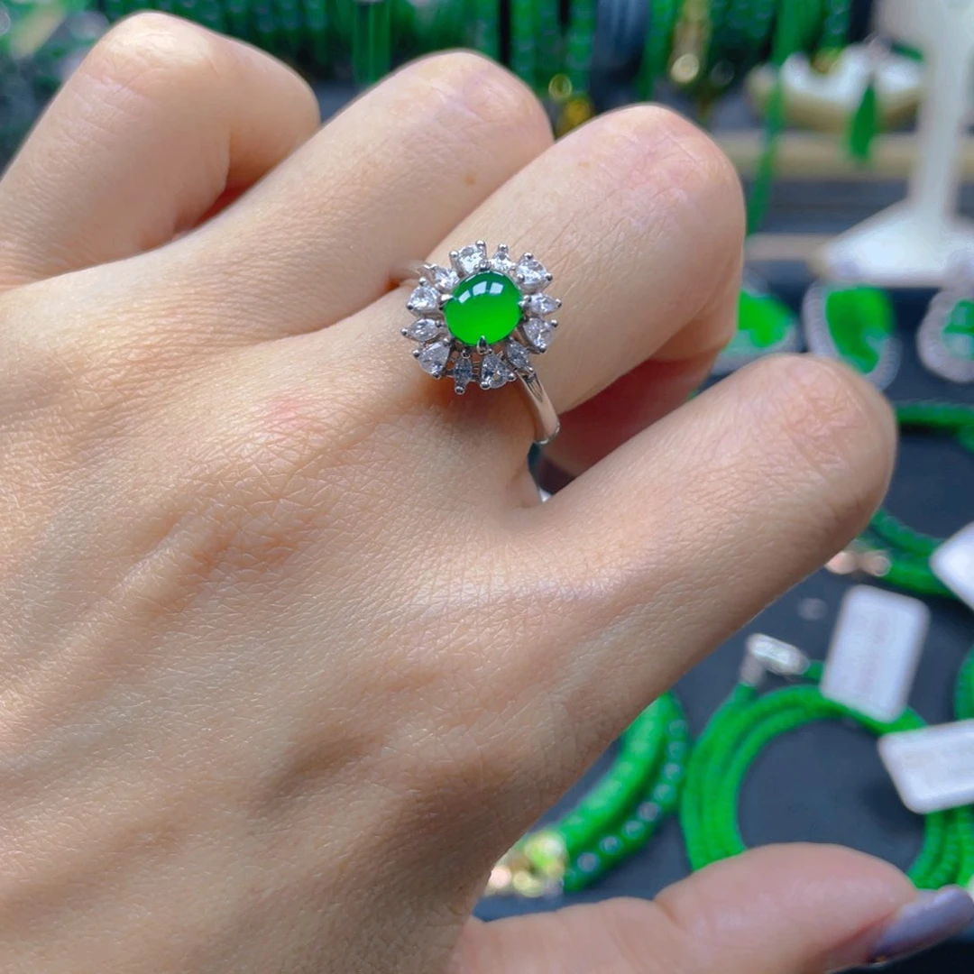 未镶嵌戒指翡翠阳绿蛋面