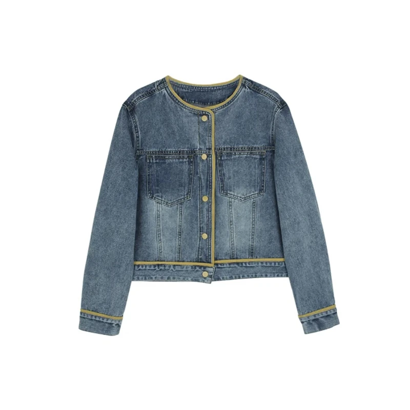 春秋新款小香风女士外套短款气质女装复古宽松百搭时尚牛仔衣