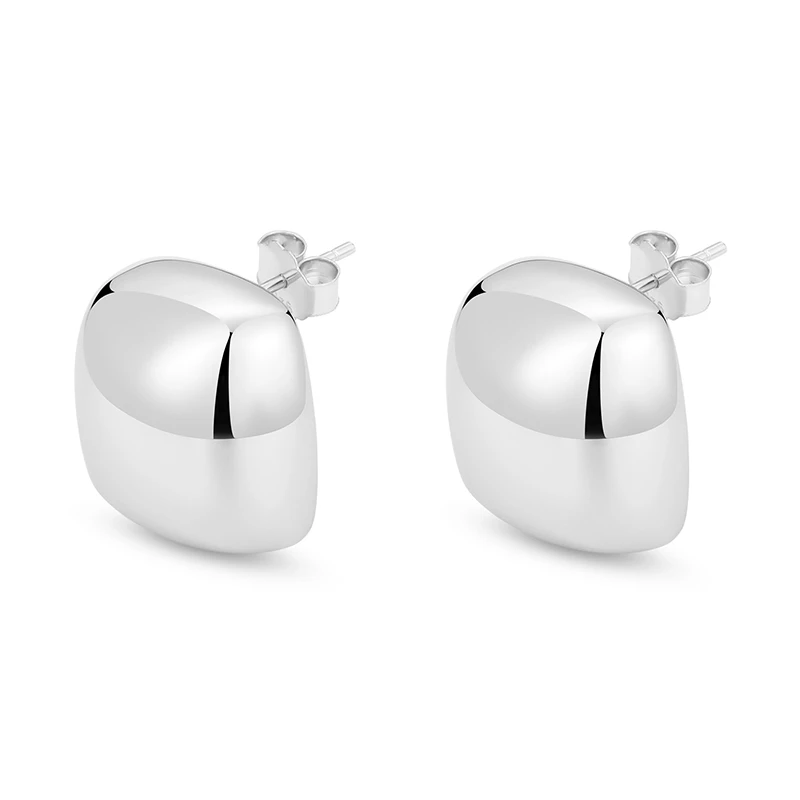 925银耳饰 S925方馒头银饰耳钉
