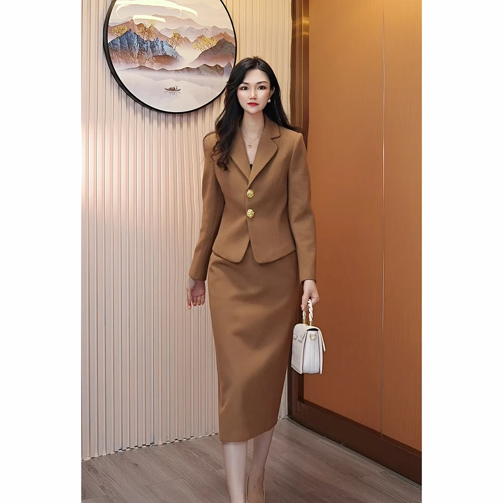 2025春季呢子套装裙高级感轻奢西装女轻熟风时尚气质西服外套女