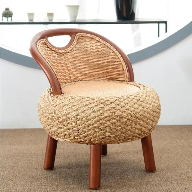 微简小藤椅子靠背椅单人藤编小椅子家用田园风阳台竹编扶手休闲椅