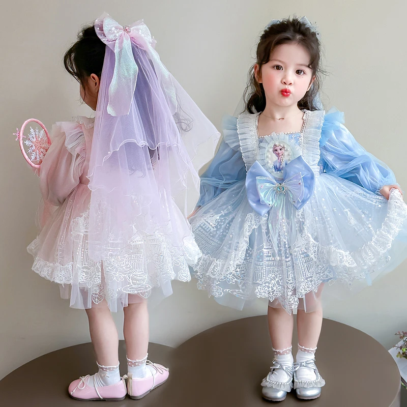 女童洛丽塔连衣裙2025春装新款小女孩生日艾莎裙子儿童爱莎公主裙