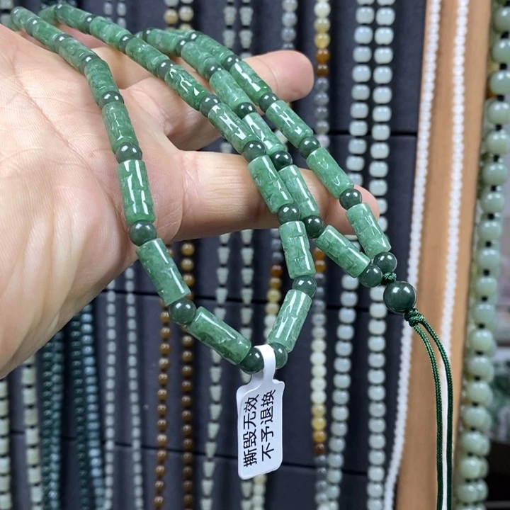 翡翠项链未镶嵌振*翡翠竹节项链