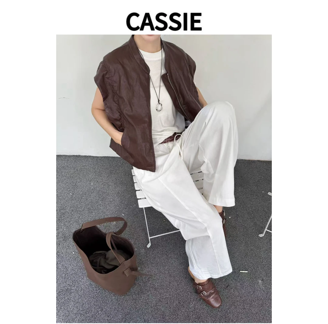 CASSIE皮衣设计师轻职风宽松马甲