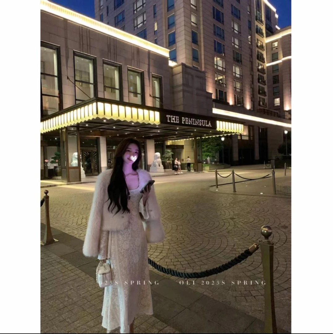 南法叙事 喇叭长袖长裙修身收腰连衣裙女