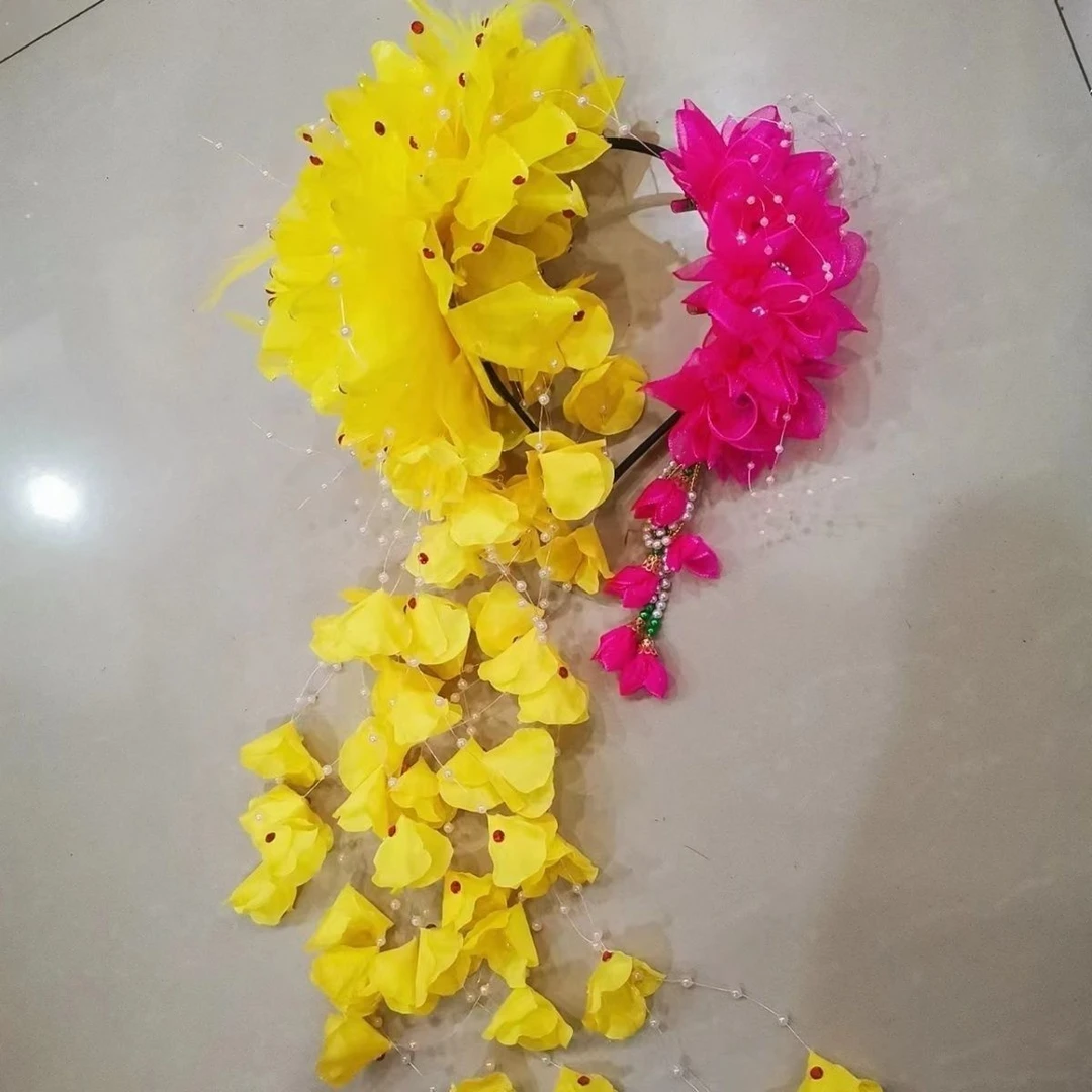 新新款大秧歌头花头饰东北广场二人转舞蹈演出花冠绢花