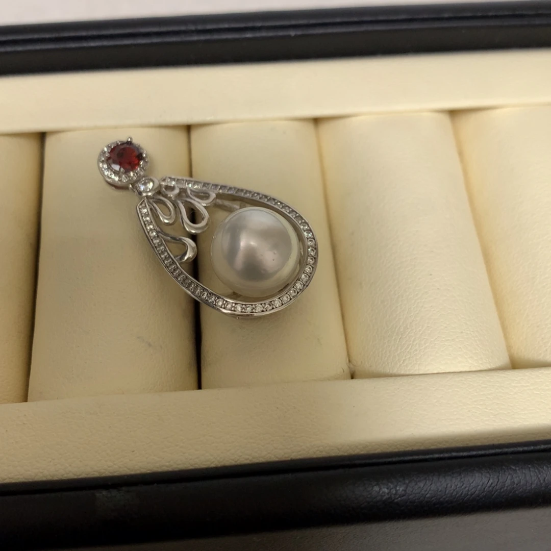 吊坠(不含链)银S925镶嵌海水珍珠