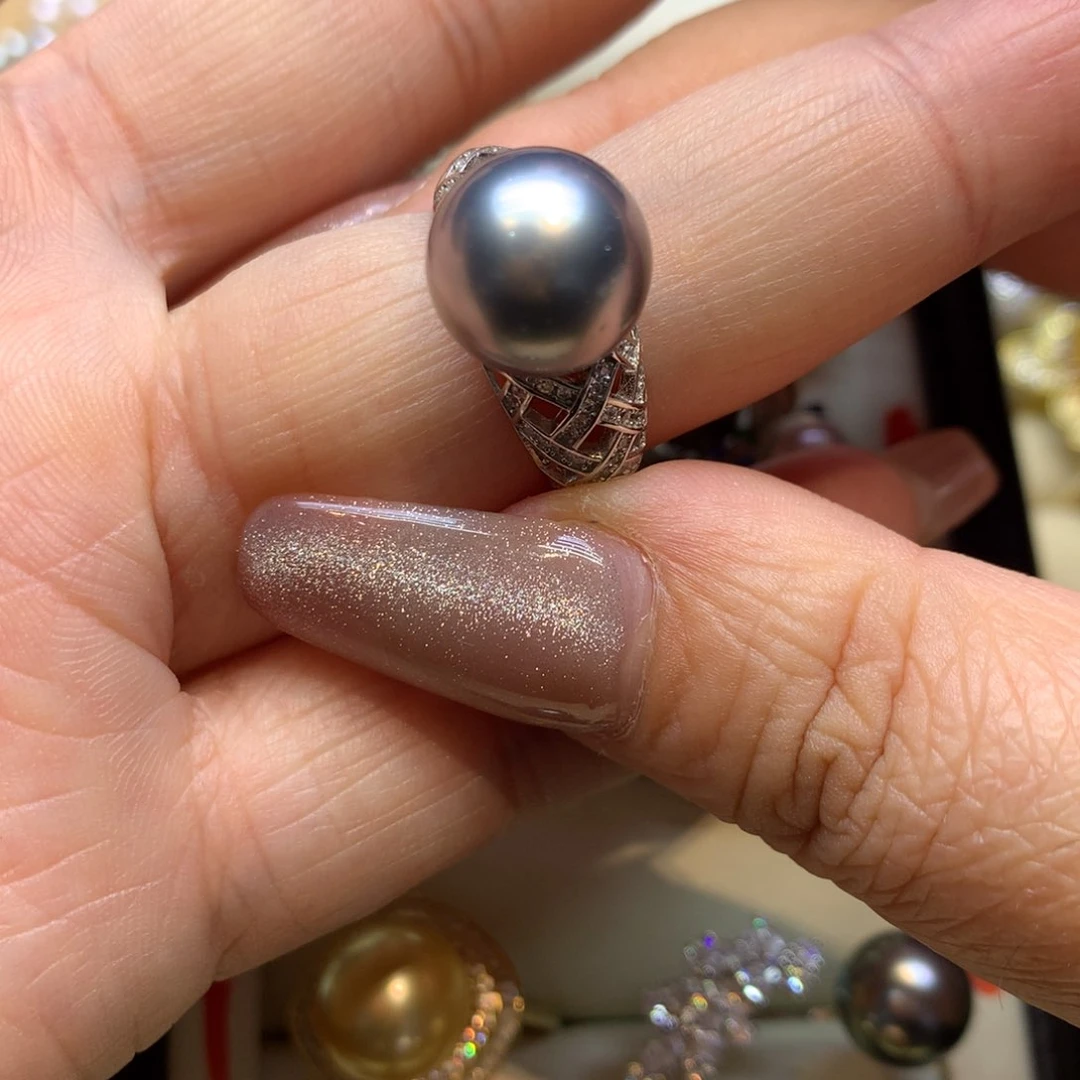 银S925镶嵌戒指海水珍珠