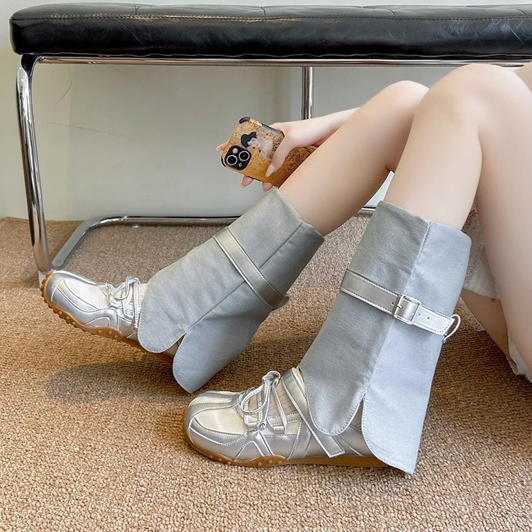 短靴女款2025新款夏季网红流行百搭两穿帅气平底时尚休闲裤管靴子