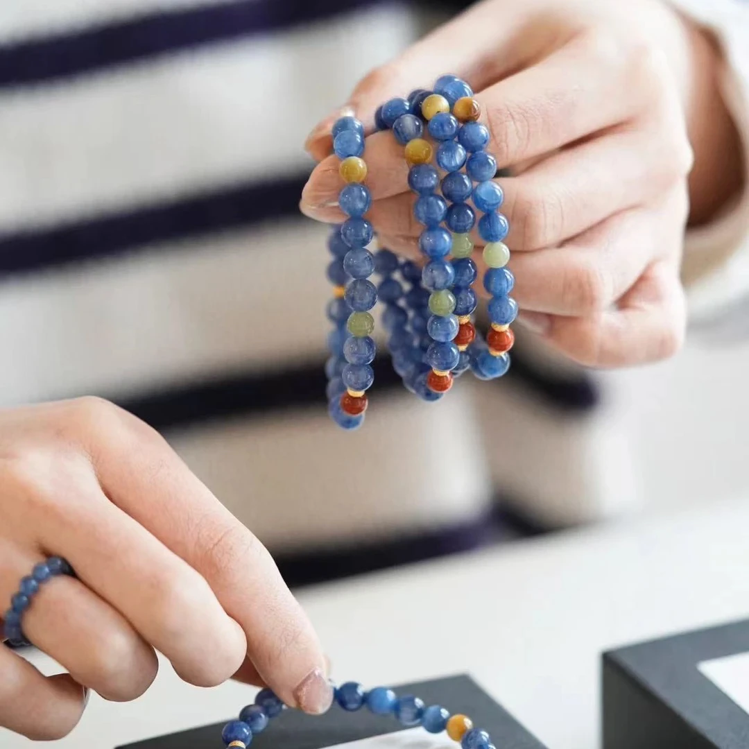 【天然中式水晶蓝晶手串】松柏珠宝 多样性发货一条